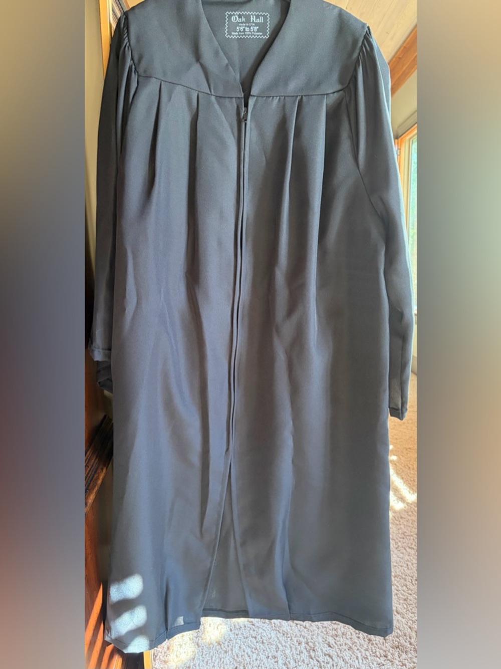 Oak Hall Black Gown Classic Graduation Style UNISEX 5’6 to 5’8.